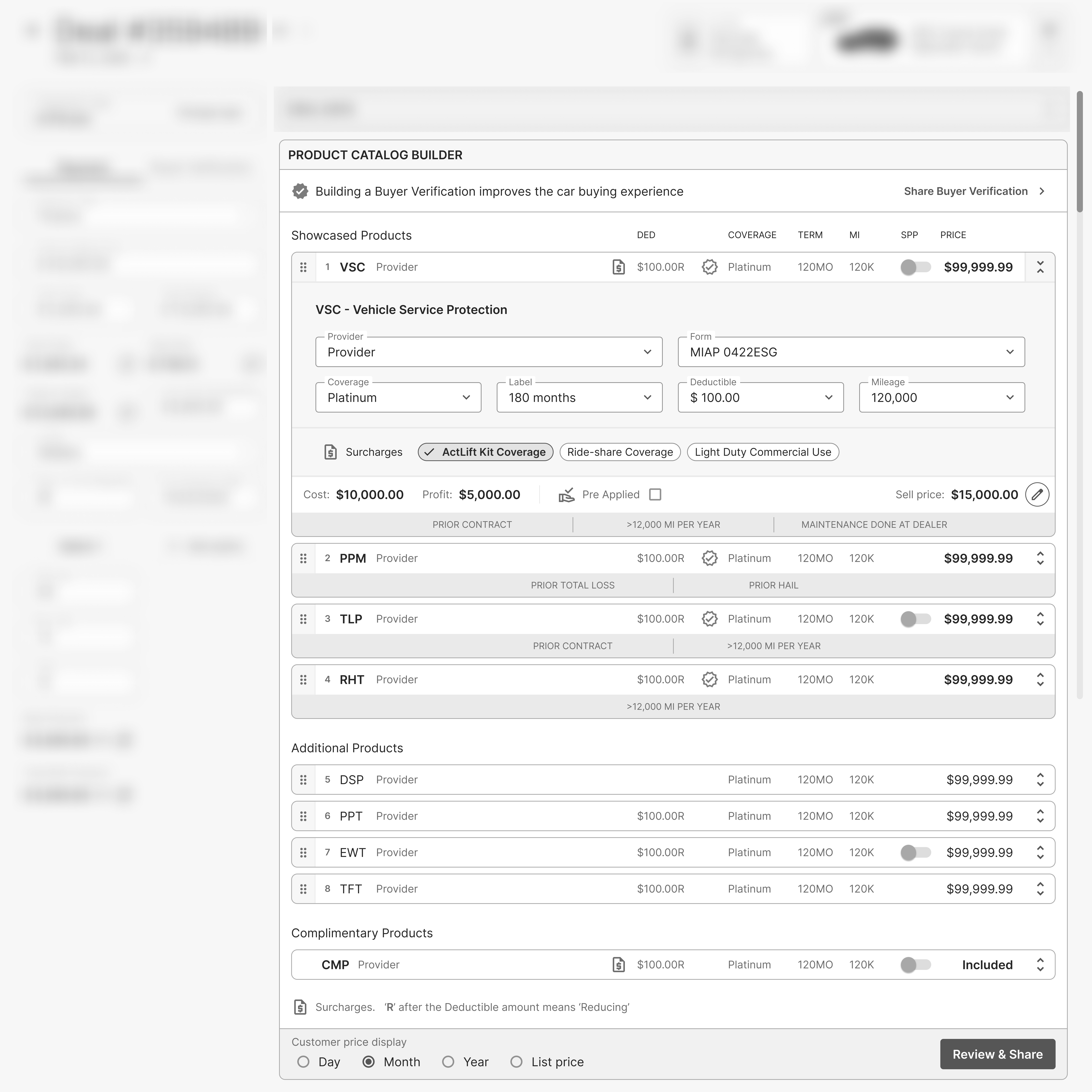 Automotive platform interface preview